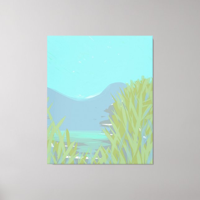 Original Contemporary “The Lake” Triptych Artwork  Canvas Print (Front)