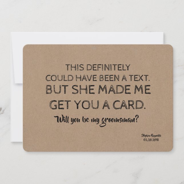 Original Creative and Funny GROOMSMAN Invitation (Front)