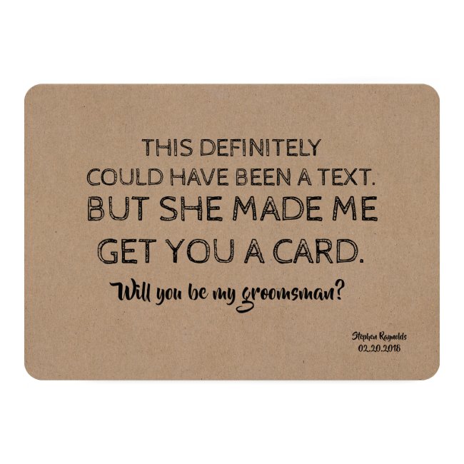 Original Creative and Funny GROOMSMAN Invitation