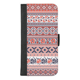 Original cross-stitch design seamless pattern iPhone 8/7 plus wallet case