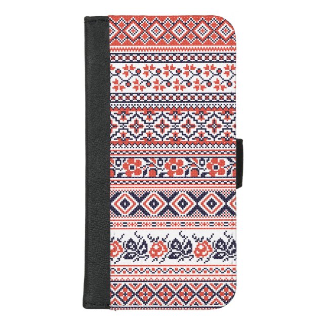 Original cross-stitch design seamless pattern iPhone wallet case (Front)