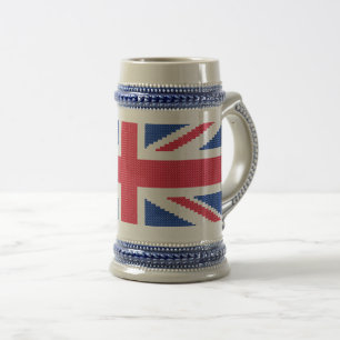 Original cross-stitch design Union Jack Beer Stein