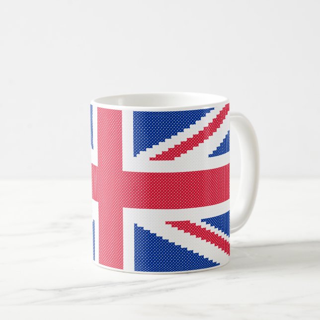 Original cross-stitch design Union Jack Coffee Mug (Front Right)