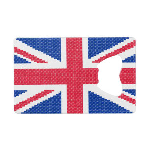 Original cross-stitch design Union Jack Credit Card Bottle Opener