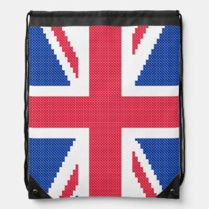 Original cross-stitch design Union Jack Drawstring Bag