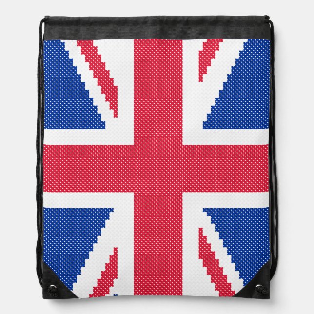 Original cross-stitch design Union Jack Drawstring Bag (Front)