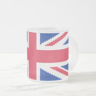 Original cross-stitch design Union Jack Frosted Glass Coffee Mug