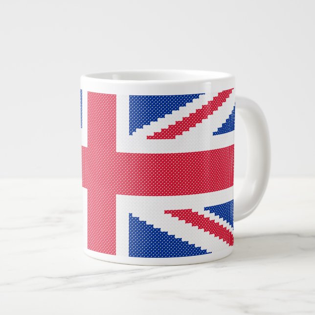 Original cross-stitch design Union Jack Giant Coffee Mug (Front Right)