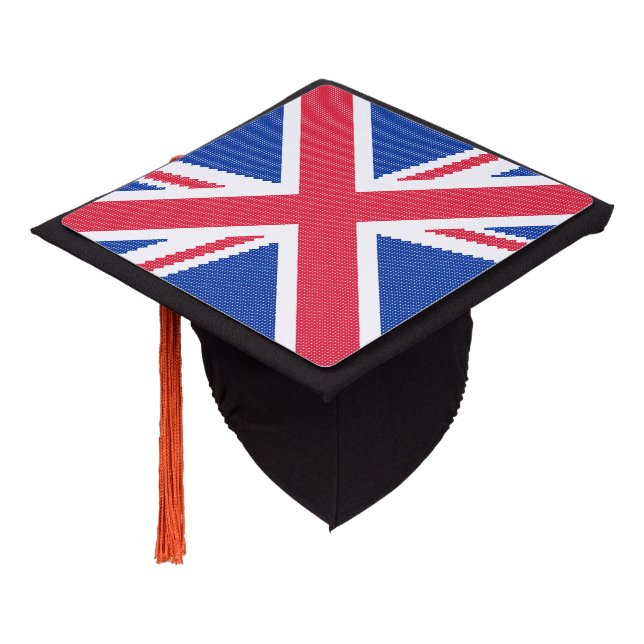 Original cross-stitch design Union Jack Graduation Cap Topper (Angled)