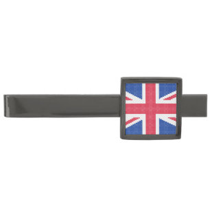 Original cross-stitch design Union Jack Gunmetal Finish Tie Bar
