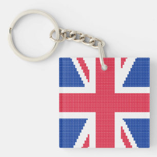 Original cross-stitch design Union Jack Keychain