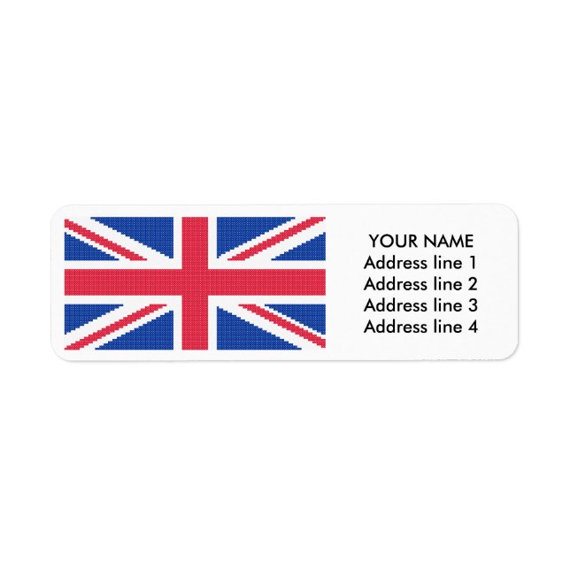 Original cross-stitch design Union Jack Label (Front)