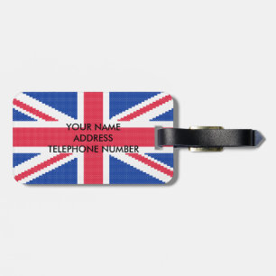 Original cross-stitch design Union Jack Luggage Tag