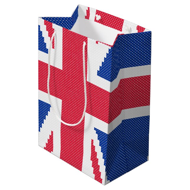 Original cross-stitch design Union Jack Medium Gift Bag (Back Angled)