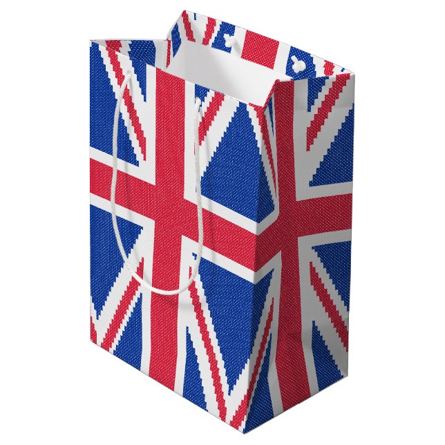 Original cross-stitch design Union Jack Medium Gift Bag (Back Angled)