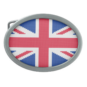 Original cross-stitch design Union Jack Oval Belt Buckle