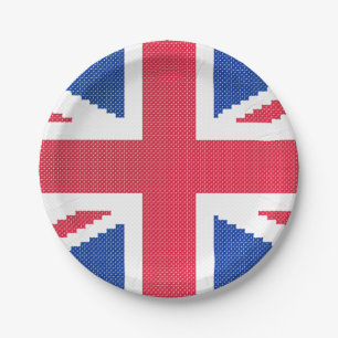 Original cross-stitch design Union Jack Paper Plates