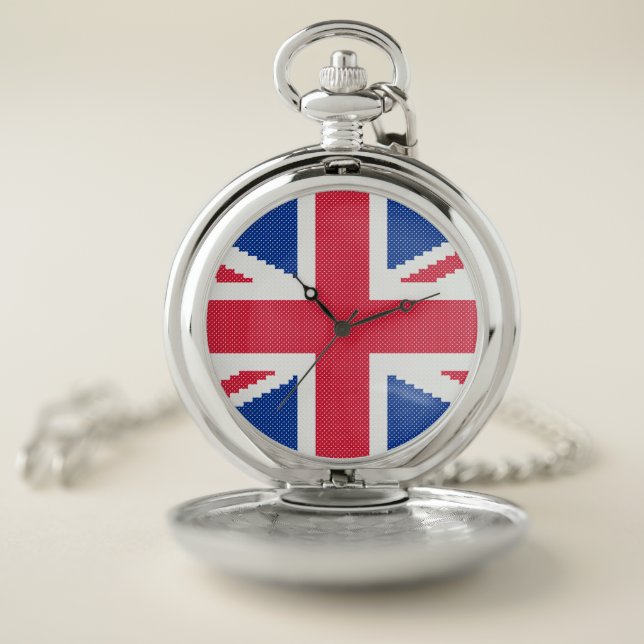 Original cross-stitch design Union Jack Pocket Watch (Inside)