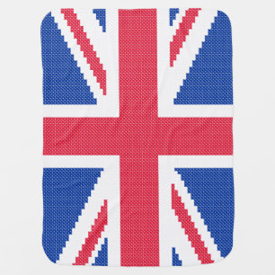 Original cross-stitch design Union Jack Receiving Blanket