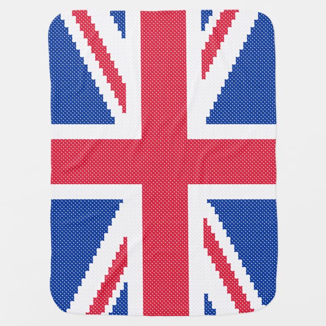 Original cross-stitch design Union Jack Receiving Blanket (Front)