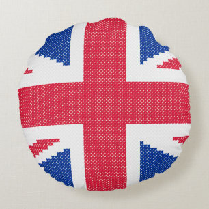 Original cross-stitch design Union Jack Round Pillow