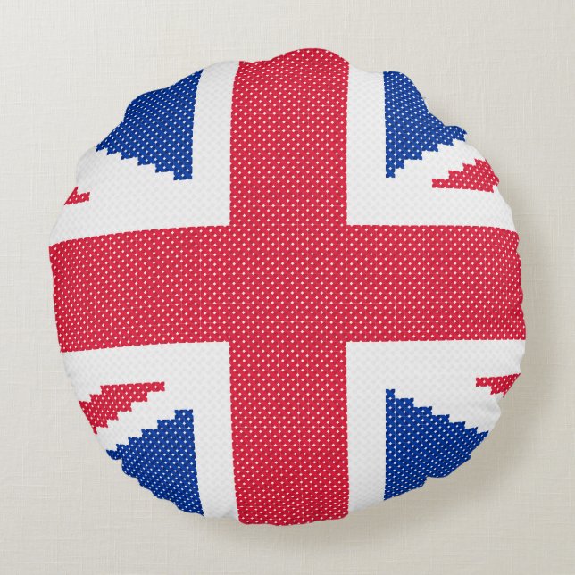 Original cross-stitch design Union Jack Round Pillow (Back)