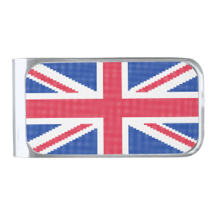 Original cross-stitch design Union Jack Silver Finish Money Clip