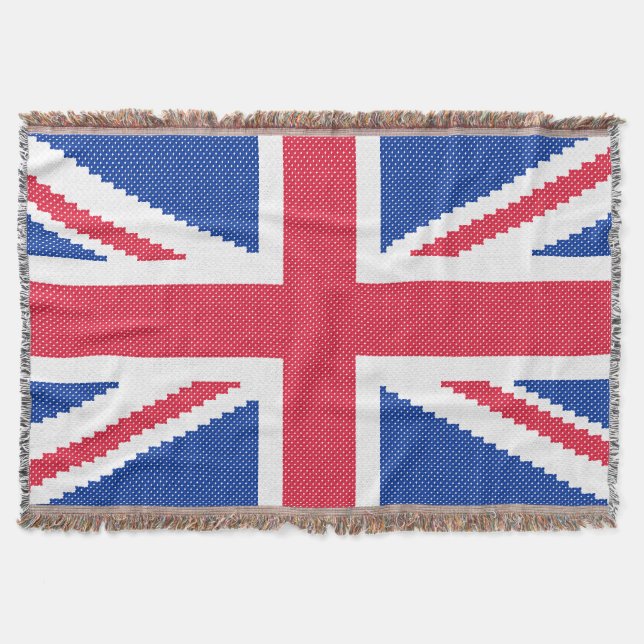 Original cross-stitch design Union Jack Throw Blanket (Front)