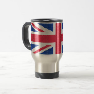 Original cross-stitch design Union Jack Travel Mug