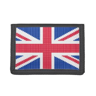 Original cross-stitch design Union Jack Trifold Wallet