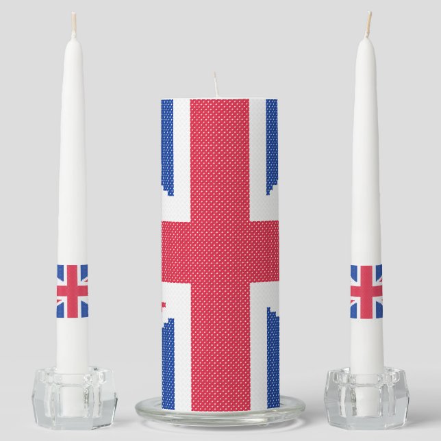 Original cross-stitch design Union Jack Unity Candle Set (Front)