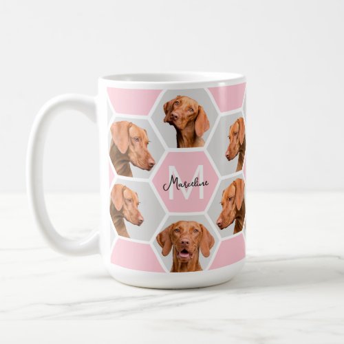 Original Custom 14 Pet Dog Cat Photo Collage Pink Coffee Mug