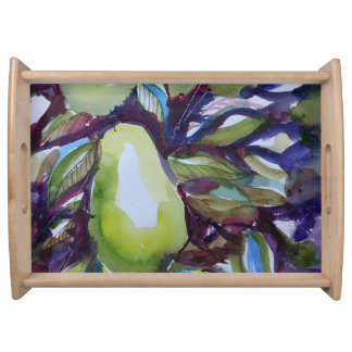 Original Custom Watercolor Pear Serving Tray
