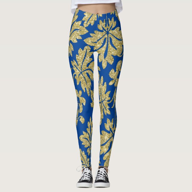 Original cute Golden flowers celebration pattern  Leggings (Front)