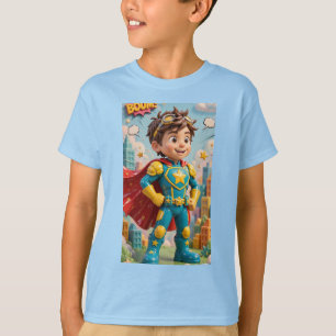 Original Cute Kid Superhero with Cape 3D Vertical T-Shirt