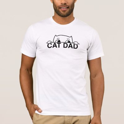 Original Cute Simple Design White Peeking Cat Dad T-Shirt