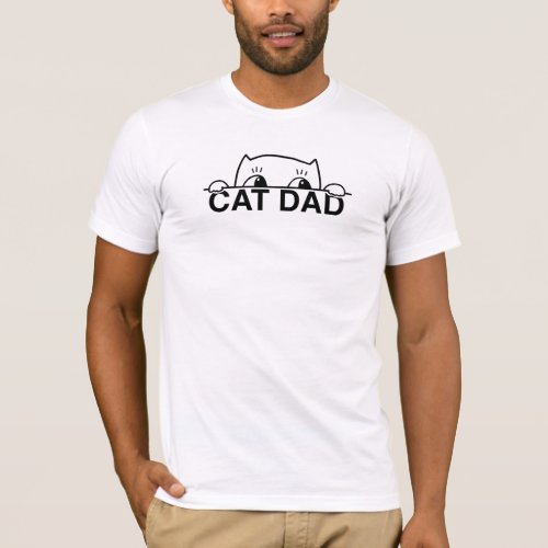 Original Cute Simple Design White Peeking Cat Dad T_Shirt