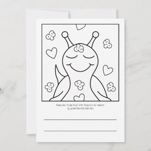 ❤️ (Original) Cute Snail Sending Smiles Coloring Card