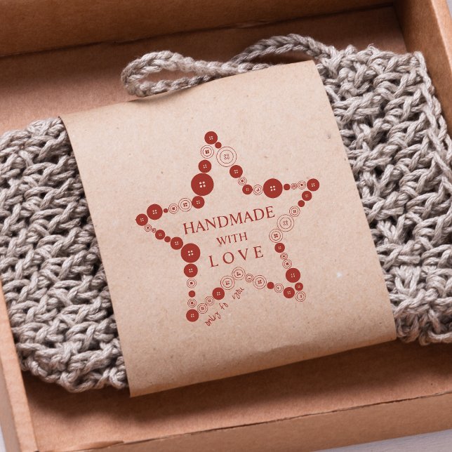 Original Cute Star of Buttons Handmade with Love Rubber Stamp (Original Cute Star of Buttons Handmade with Love rubber stamp.)