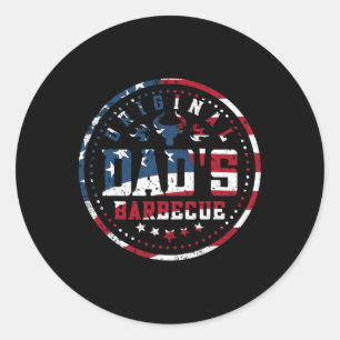 Original Dads Bbq Dads Byckyard Grilling America F Classic Round Sticker