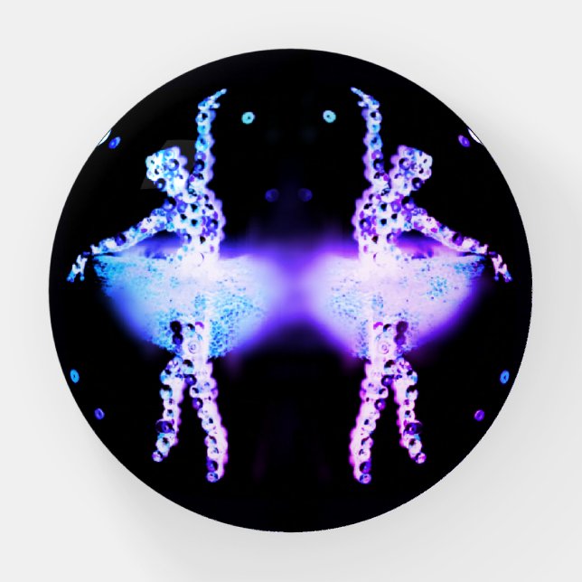 Original Dance Art Little Ballerinas Blue Glow Paperweight (Front)