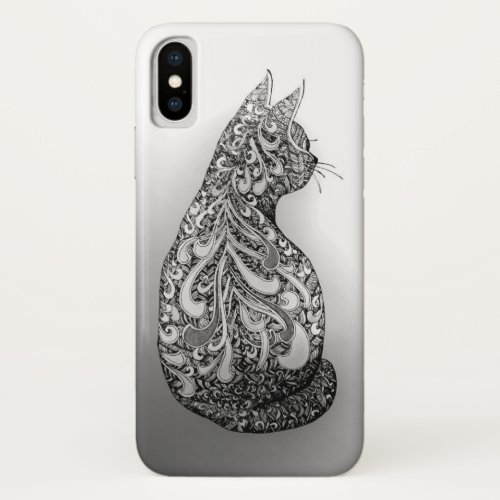 Original design black and white decorated cat iPhone x case