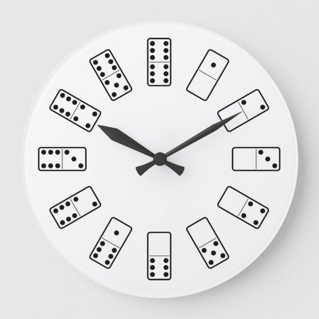Original design black and white Domino symbols Large Clock (Front)