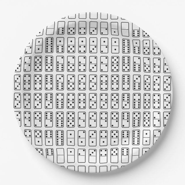 Original design black and white Domino symbols Paper Plates (Front)