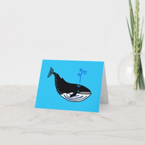 Original  design Blue WHALE _ Endangered animal  Note Card