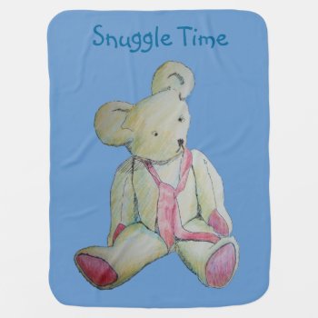 Original Design Of Cute Old Vintage Teddy Bear  Baby Blanket by artoriginals at Zazzle