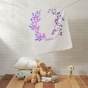 Original design of purple flowers and branches baby blanket