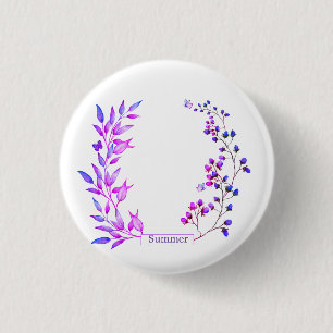Original design of purple flowers and branches button
