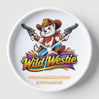 🐶 Original Design Westie Dog Cowboy  Clock