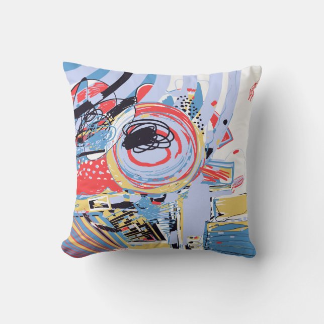 Original Digital Abstract Painting, Contemporary  Throw Pillow (Front)